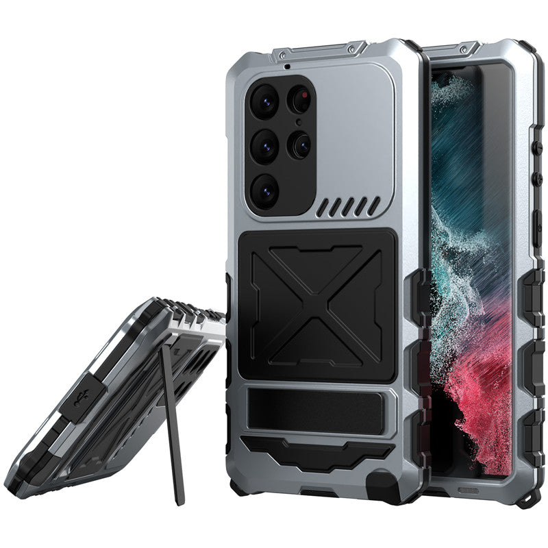 For Samsung Galaxy S23 Ultra Metal TPU Phone Case Anti-Drop Shockproof Phone Cover with Kickstand For Samsung Galaxy S23 Ultra Metal TPU Phone Case Anti-Drop Shockproof Phone Cover with Kickstand